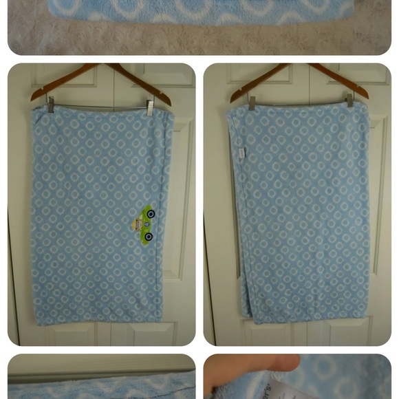 Carter's Monkey Racecar Baby Blanket Blue White Circles Rings Green Car Lovey - Picture 2 of 4
